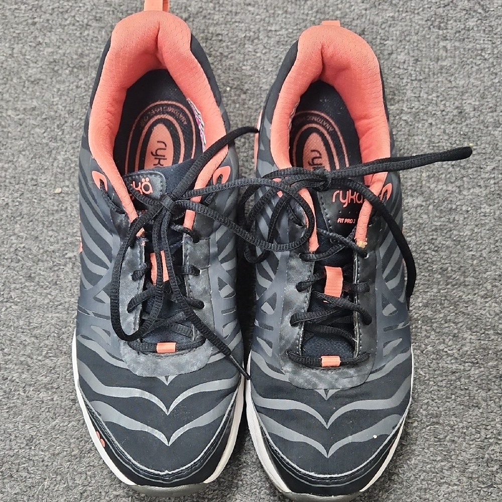 Ryka Women's Black and Coral Sneakers